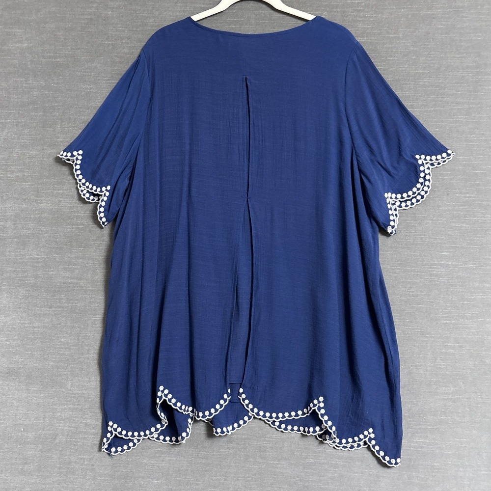 Coldwater Creek Top 2x Blue Embroidered Tunic Lig… - image 2